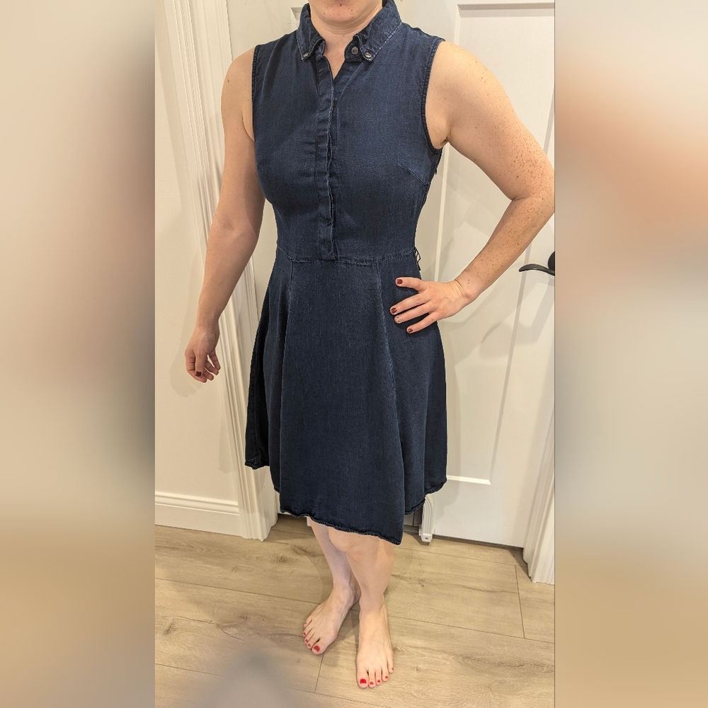 Banana Republic Blue Sleeveless Polo Collar A-line Dress
